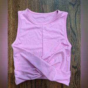 Honeycut: Pink Ribbed Tank Top With Twisted/Knot Detail